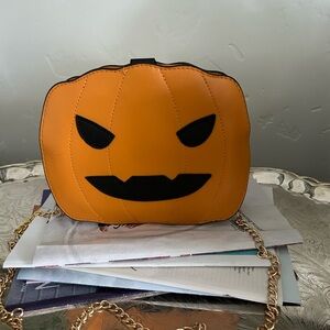 Halloween Novelty Pumpkin Face Bag - Orange and Black